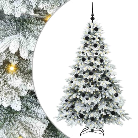 vidaXL - Kunstkerstboom - met - 300 - LED - met - standaard - Wit - 180 - cm - PE - en - PVC