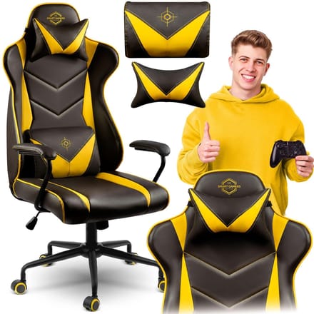 Ergonomische Bureaustoel Blitzcrank - Verstelbaar met Lendesteun - Zwart/Geel