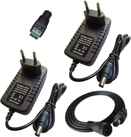 AC/DC Adapter Voeding 12V 2A voor LED Strips en String Lights - 2.1/2.5mm x 5.5mm Stekker