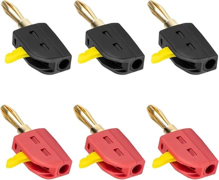 Luidspreker Connectoren - Adapter Plug - Audio Aansluiten - Goudkleurig Contact - 6 Stuks - Zwart Rood