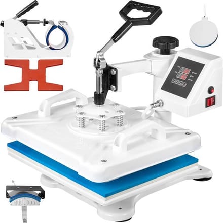Professionele Transferpers – Drukpers – Hittepers – Heat Press Machine – 5 in 1 Design – Digitaal LCD Display – Wit