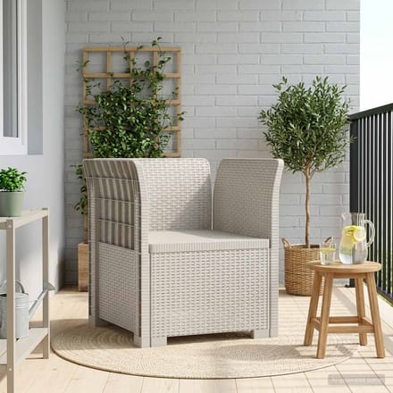vidaXL - Eén-zits - Fauteuil - Rieten - Look - PP - Wit