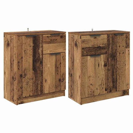 vidaXL Dressoirs 2 st Oud Hout 60 x 30 x 70 cm Bewerkt hout