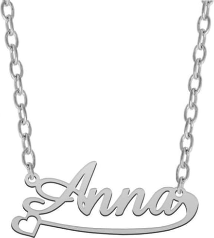Zilveren naamketting met hartje