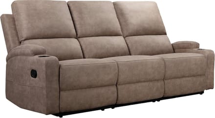 Dallas-3Zitsbank - 2 Relaxfauteuils - Taupe Microvezel