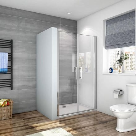 Aica Sanitair Douchewand - Dubbele Draaideur - 120 x 195 cm - 6 mm Transparant Glas