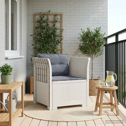 vidaXL - Eén-zits - Fauteuil - met - Kussens - Rieten - Look - PP - Wit