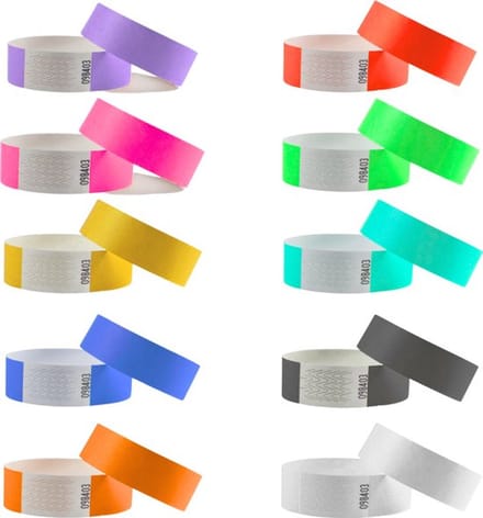 CombiCraft Blanco Tyvek Polsbandjes 10-kleurenmix - 100 stuks