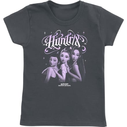 KPop Demon Hunters - Anime T-shirt voor kinderen - Huntrix - Gothic Gradient - voor meisjes - charcoal