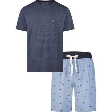 Phil & Co Heren Shortama Korte Pyjama Set Blauw Geprint - Maat M