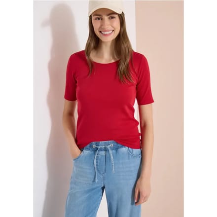 Basic Shirt met ronde hals in effen kleur