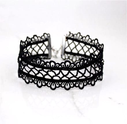 Brede Kanten Choker - Ketting - Collier - 31 + 8 cm - 1 stuks