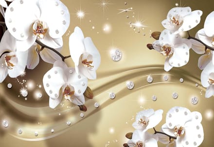Fotobehang Flowers Orchids Pattern | PANORAMIC - 250cm x 104cm | 130g/m2 Vlies