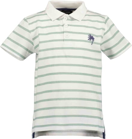 Blue Seven-Kids boys knitted poloshirt-White stripe orig - Maat 122