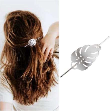 Haarspeld Blad - Haaraccessoire Vork - Haar Stijlen - Vintage Legering - 112 x 56 cm - Zilver