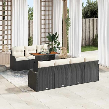 vidaXL - Tuinbank - Set - 8 - st - Zwart - en - Crème - 100 - x - 55 - x - 73 - cm
