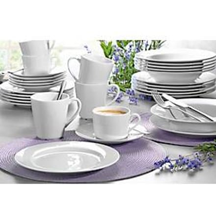 Combinatieservies Heike, voor 6 personen, porselein, wit, 30 st.