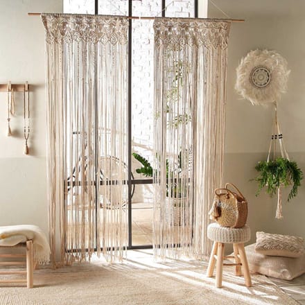 Wandkleed Macramé Bohemian Ivoor Wit 90 x 200 cm