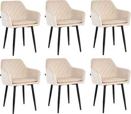 Lina® Noble Eetkamerstoelen - Beige - Set van 6 - Velvet