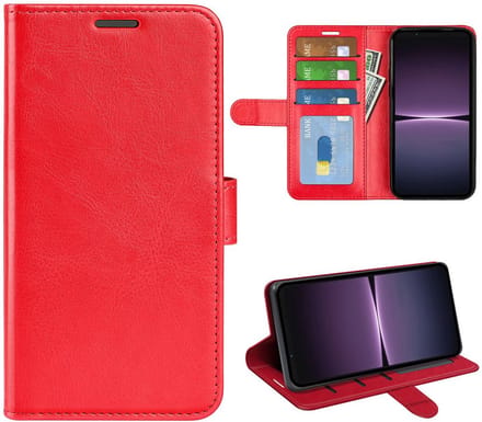 MobyDefend Hoesje - Geschikt voor Sony Xperia 1 V - Wallet Book Case (Sluiting Achterkant) - Rood