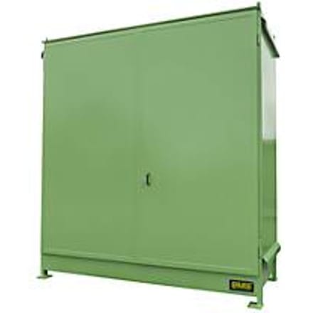 Stellingcontainer BAUER CEN 29-2 IBC, staal, dubbele scharnierdeur, B 3175 x D 1500 x H 3465 mm, groen