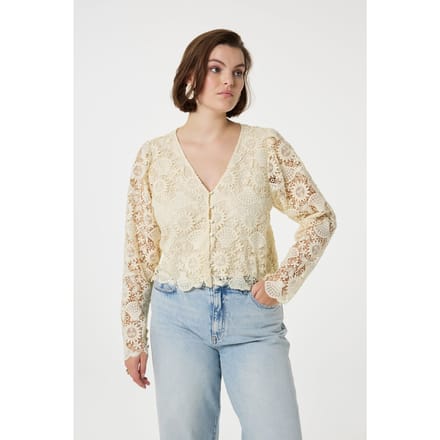 Fabienne Chapot Sardou Top Cosy White Maat: 40 | Longsleeves Outlet | Dames | Beige
