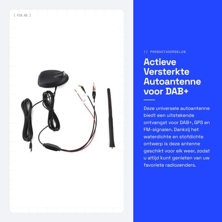 Dailygoods- Autoantenne Actief Versterkt - Universeel - Waterdicht - Stofdicht - Hoogste Dak - DAB+/FM - Antenne