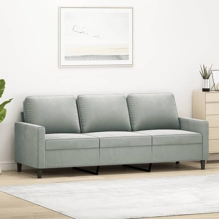 vidaXL - Driezitsbank - 180 - cm - fluweel - lichtgrijs