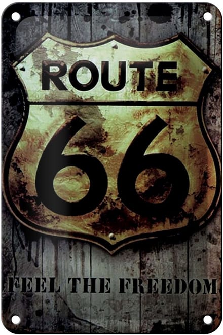 Blechschild Retro 12x18cm route 66 feel the freedom