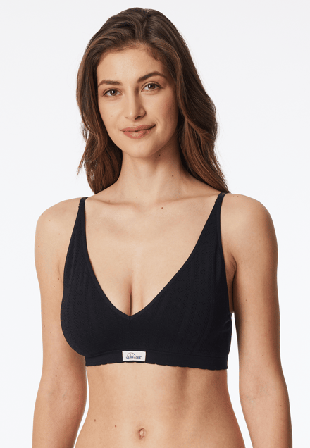 Zwart, naadloos bustier met opengewerkte details - Revival Alma 46