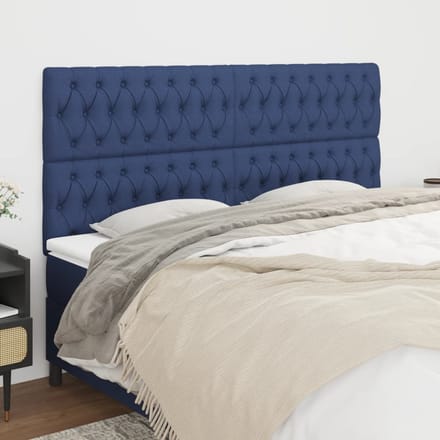 vidaXL - Hoofdbord - blauw - 200x7x118/128 - cm - stof