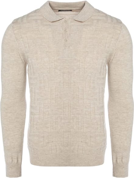 Carisma Heren Trui Polokraag Gewerkt Beige 7881 - S