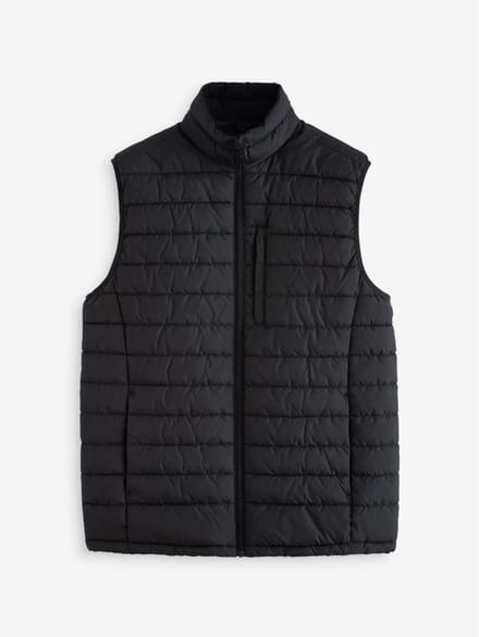 Next - Heren - Regenbestendige, dunne gewatteerde bodywarmer - Zwart