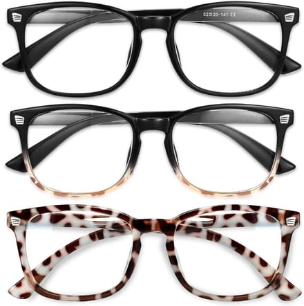 3-Pack Blauw Licht Blocking Brillen voor Dames en Heren - Modieuze Vierkante Nep Nerd Bril - UV Bescherming voor Computer en Gaming