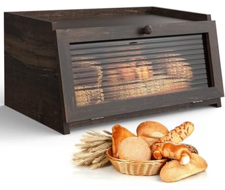 Grote Brooddoos voor de Keuken - Bamboe Broodcontainer met Venster