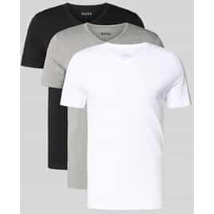 HUGO BOSS Classic T-shirts regular fit (3-pack) - heren T-shirts V-hals - wit - grijs - zwart