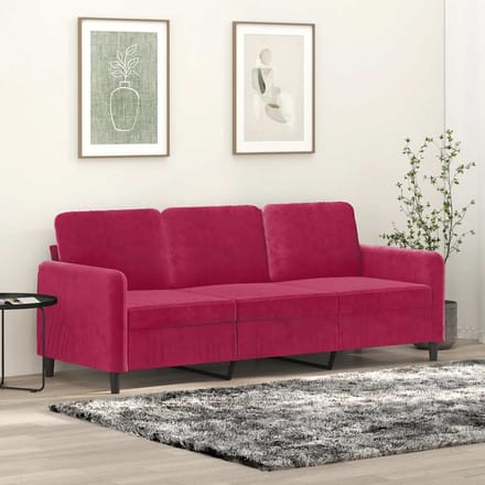 vidaXL - Driezitsbank - 180 - cm - fluweel - wijnrood