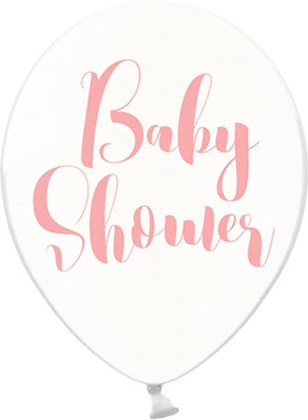 Partydeco - Ballonnen clear Babyshower roze 50 stuks