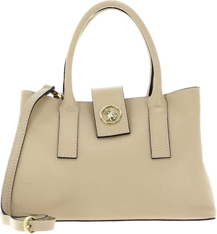 U.S. POLO ASSN. Leren Handtas Schoudertas Arlington Double Handle Bag Beige