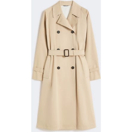 loopgraaf in gabardine met print vrouw pruim