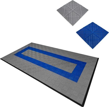 Geventileerde kliktegels - grijs/blauw - 3,2m x 6m - incl. 46 randen
