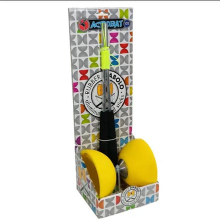 Diabolo geel met aluminium stokken - 105 mm doorsnede