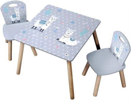 DnA® Kinderbureau - Kindertafel - Kinder Bureau - Bureau Meisje - Kinderbureau Met Stoel - Grijs - ‎55cm x 55cm x 45cm