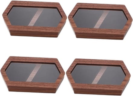 Houten Sieradendoos - Ringhouder - Sieraden Opbergen - Dubbele Ringhouder - 4 Stuks - Koffie