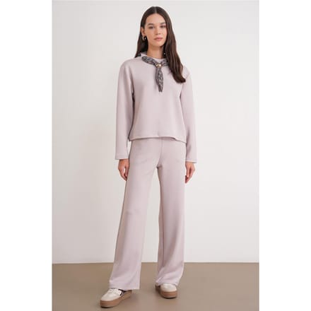 Ronde Hals Gebreid Actief Set met Sweatshirt en Broek