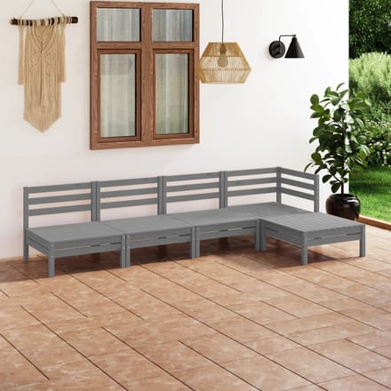 vidaXL - 5-delige - Loungeset - massief - grenenhout - grijs