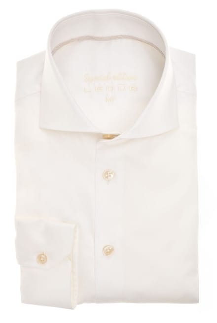 Witte overhemd Ledub Slim Fit effen strijkvrij
