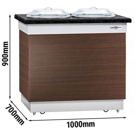 GGM Gastro Bordenstapelaar DUBLIN - verrijdbaar - verwarmd - 1kW - voor Ø200-310mm borden - 1000x700x900mm - 100 borden - zwart granieten werkblad