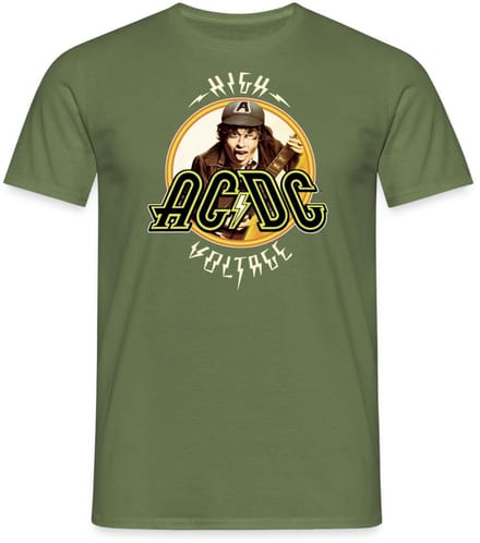 AC/DC Logo High Voltage Album Angus Young T-Shirt Heren