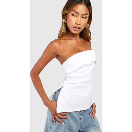 boohoo Dames Bengaline langmodel corset met gespleten zoom | Wit | Maat: 36
